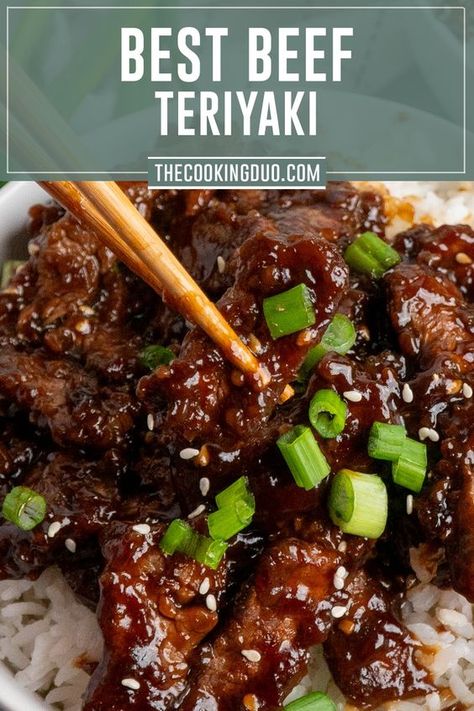 Tender strips of beef are quickly cooked and coated in a sweet and savory homemade teriyaki sauce, creating Beef Teriyaki that's as healthy as it is easy to prepare. Serve it over a bed of rice and veggies for a simple, satisfying dinner that'll have everyone asking for seconds! Beef Teriyaki, Rice And Veggies, Teriyaki Recipe, Teriyaki Beef, Asian Beef, Beef Strips, Chinese Cooking Recipes, Beef Casserole Recipes, Homemade Teriyaki Sauce