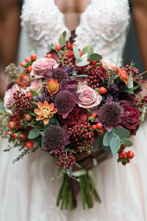 Flowers In Season In December, Fall Theme Wedding Bouquet, Autumn Wedding Bouquet Burgundy, Fall Theme Bouquets, April Flower Bouquet, Masculine Flower Bouquet, Wedding Bouquets February, Autumn Floral Bouquet, Thanksgiving Bouquet Fall Flowers