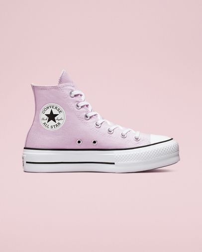 Womens Converse Chuck Taylor All Star Lift Seasonal Colour High Top Pale Amethyst | Converse Australia Platform Converse Purple, Purple Platform Converse, Lavender Converse, High Top Platform Converse, 20th Bday, Tenis Converse, Platform Chucks, Shoe Converse, Womens High Top Shoes