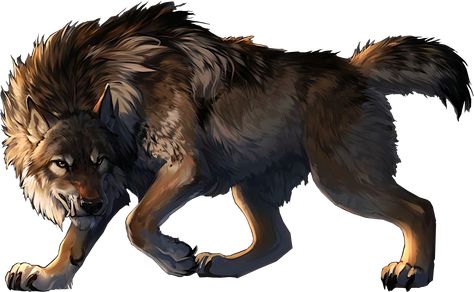 Muzzled Wolf Art, Brown Werewolf Art, Dnd Wolves, Giant Wolf Art, Big Wolf Art, Brown Wolf Art, Direwolf Art, Dnd Wolf, Brown Werewolf