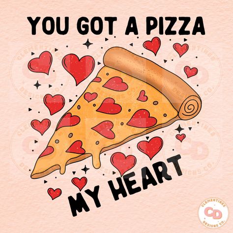 Valentine’s Day Cute Drawing, Pizza My Heart Valentine, Valentine’s Day Drawing, Valentines Day Drawings Art Ideas, Valentines Digital Art, Pizza Valentine, Valentines Day Pizza, A Pizza My Heart, Valentine Cartoon