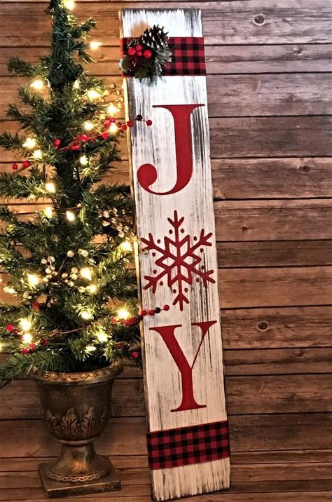 Diy Christmas Porch Signs, Christmas Porch Signs, Porch Boards, Painted Porch, Christmas Signs Diy, Christmas Wooden Signs, Joy Sign, Mom Ideas, Signs Diy