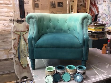 Painted Upholstery | Bungalow 47 Painted Chairs Diy, Painted Upholstery, Painting Upholstery, Painting Upholstered Furniture, Painting Fabric Chairs, Painting Fabric Furniture, Painted Sofa, Paint Upholstery, Revamp Furniture