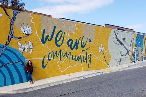 Plaza’s Mural Designed To Celebrate Growth, Community Potential Community Mural, School Murals, Street Mural, Real Estate Investment, Murals Street Art, Mural Design, Graffiti Wall, Mural Wall Art, Chalk Art