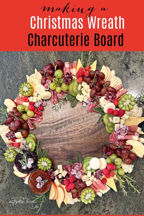 How to Make a Christmas Wreath Charcuterie Board | Life at Bella Terra Christmas Wreath Charcuterie, Wreath Charcuterie Board, Wreath Charcuterie, Charcuterie Wreath, Christmas Cheese Boards, Make A Christmas Wreath, Christmas Charcuterie, Christmas Cheese, Jar Of Jam