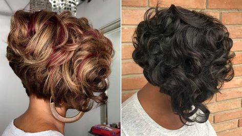 20 Stunning Ways to Rock a Sew In Bob Short Curly Sew In, Assymetrical Haircut Bob, Short Quick Weave Styles, Short Sew In Hairstyles, Sew In Bob, Diva Hairstyles, Sew In Bob Hairstyles, Deep Wave Crochet Hair, Short Curly Weave