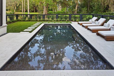 Pool Coping: Hottest Trends and Designs of 2023 — American Paving Design Grey Pool Coping, Modern Pool Pavers, Inground Pool Coping, Pool Tile And Coping, Pool Coping And Tile, Pool Coping Ideas, Travertine Pool Decking, Travertine Deck, Waterline Pool Tile