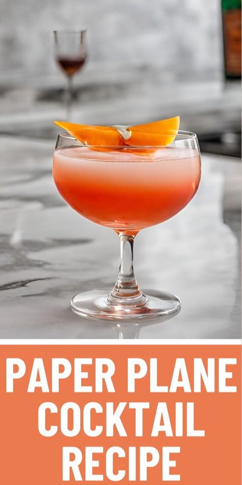 This Paper Plane cocktail is a perfect blend of herbal notes, bitter flavors, and a touch of sweetness, making it a well-balanced and refreshing drink. Inspired by the classic Paper Plane paper airplane, this cocktail is a perfect choice for happy hours, date nights, or even a cozy night in. So, let's dive into the history, ingredients, and simple steps of making this delicious cocktail. Paper Airplane Cocktail Recipe, Paper Airplane Drink, Paper Airplane Cocktail, Paper Plane Cocktail Recipe, Paper Plane Drink, Paper Plane Cocktail, Plane Paper, Manhattan Cocktail Recipe, Classic Paper