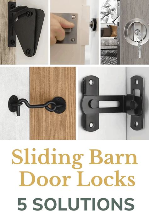 Locking Sliding Door, How Do Barn Doors Lock, How Do You Lock Barn Doors, Barn Doors With Lock, Barn Door In The Bathroom, Sliding Doors Lock Ideas, Locks For Sliding Barn Doors, Sliding Door Design With Lock, Barn Door To Bedroom