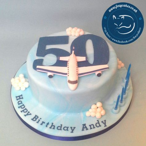 Flying high for a 50th birthday cake, made by The Foxy Cake Company! Airoplain Cake, Birthday Cakes Men, Birthday Cakes Buttercream, Planes Birthday Cake, 40th Birthday Cakes For Men, Airplane Birthday Cakes, Plane Pilot, Alcohol Cake, Airplane Cake