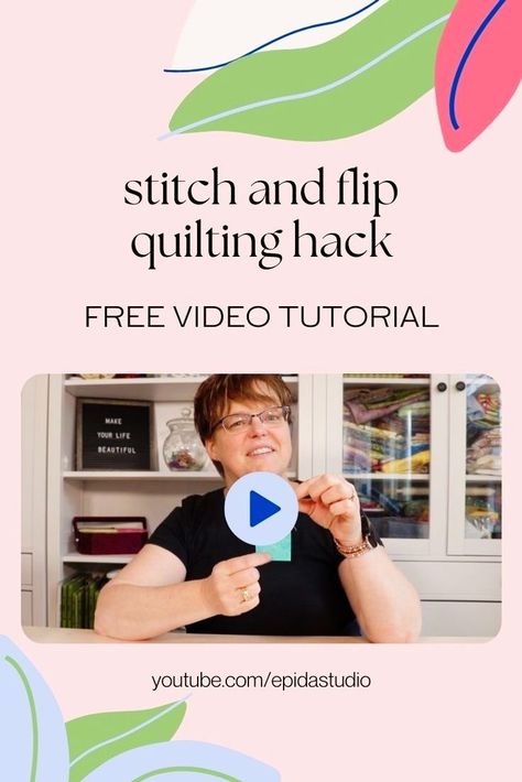 Stitch and flip is a common quilting technique for units like half-square triangles, flying geese or snowballs. This trick makes it even easier. See it all in this video tutorial. Stitch And Flip Quilt, Easy Quilt Tutorials, Quilting Tutorial, Scrappy Quilt, Flying Geese, Quilt Stitching, Quilting For Beginners, Quilting Techniques, Scrappy Quilts