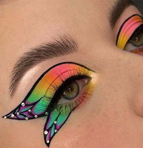 Easy Rainbow Makeup, Eye Makeup Looks Natural, Eyeshadow Looks Colorful, Eyeshadow Looks For Brown Eyes, Easy Eyeshadow Looks, Makeup Looks Colorful, Colorful Eyeshadow Looks, Nude Makeup Looks, Makeup Looks Creative