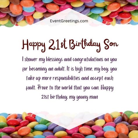 35 Exclusive Happy 21st Birthday Son Wishes Happy 21st Birthday Son From Mom, Wish For My Son, Happy 21st Birthday Son, 21st Birthday Messages, 21st Birthday Crown, Letter To Son, 21st Birthday Wishes, Unique Birthday Wishes, Happy Birthday Son