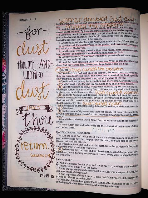 Genesis 3 Bible Journaling, Genesis Chapter 3, Genesis Bible Journaling, Bible Study Quotes, My Creative Bible, Journaling Ideas Drawings, Creative Bible, Bible Journaling Ideas Drawings, Bible Journal Notes