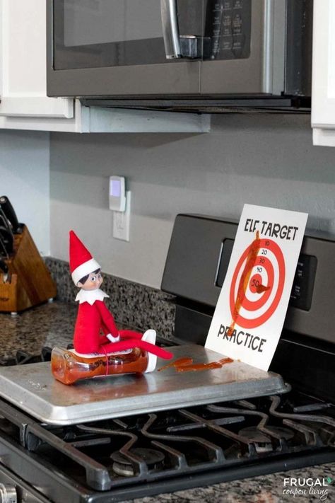 Grab this free printable Elf on the shelf Target Practice. have fun creating a silly and messy Elf idea using ketchup and a few materials from your kitchen. Also included in this post are what to buy at Target for Elf on the Shelf and plenty of ideas for how you can use a free printable target bulleeyes with your Scout Elf. New Elf on the Shelf ideas daily plus free Elf on the Shelf printables. #FrugalCouponLiving #ElfontheShelf Elf On The Shelf Easy, Elf On The Shelf Printables, Elf 2024, Simple Thanksgiving Table Decor, Elf Idea, Elf Printables, Funny Elf On The Shelf, Elf Ideas Easy, Bad Elf