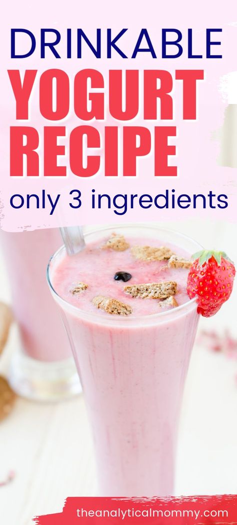 Recipe Using Plain Yogurt, Strawberry Yogurt Drink, Yogurt Smoothies Healthy, Yogurt Drink Recipe, Yogurt Protein Shake, Greek Yogurt Smoothie Recipes, Plain Yogurt Recipes, Plain Greek Yogurt Recipes, Activia Yogurt