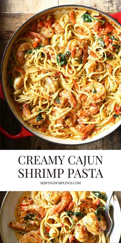 Serving Dumplings, Creamy Cajun Shrimp, Shrimp And Sausage Pasta, Creamy Cajun Shrimp Pasta, Creamy Shrimp Pasta, Cajun Shrimp Pasta, Garlic Shrimp Pasta, Cajun Pasta, Shrimp Recipes For Dinner