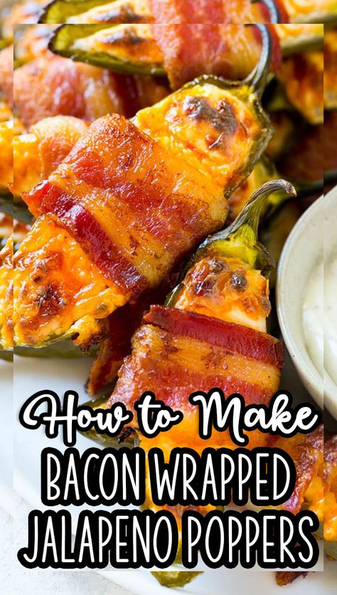 Bacon Wrapped Stuffed Jalapenos, Wrapped Jalapeno Poppers, Stuffed Jalapenos, Bacon Wrapped Jalapeno Poppers, Jalapeno Popper Recipes, Bacon Wrapped Jalapenos, Poppers Recipe, Easy To Make Appetizers, Jalapeno Recipes