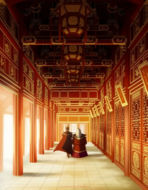 The Fire Palace - Fun Fact: This particular piece was inspired by the Hue Imperial Palace in Vietnam! Fire Nation Palace, Prince Zuko, Sneak Attack, Avatar Series, Last Airbender Art, The Last Airbender Art, Korra Avatar, Avatar The Last Airbender Art, Team Avatar