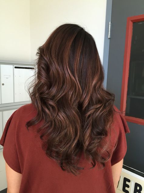 Subtle Dimensional Brunette, Red Copper Balayage, Brunette With Red, Balyage Hair, Dimensional Brunette, Copper Balayage, Dark Copper, Red Copper, Copper Hair