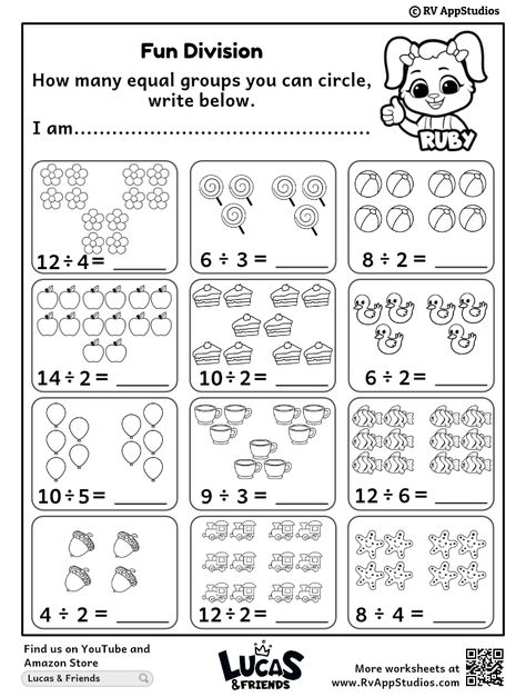 Division Worksheets for Kindergarten. Free Math Printables Free Division Worksheets, Free Math Printables, Self Contained Classroom, Division Worksheets, Worksheets For Kindergarten, Math Printables, Free Math, Fun For Kids, Kindergarten Worksheets