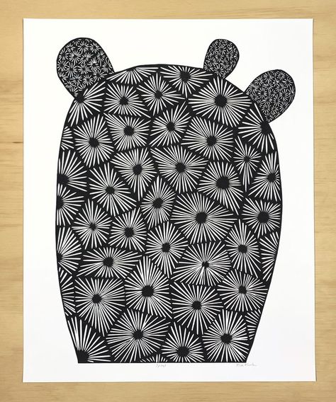 Thimble Cactus Linocut Print Printmaking Lessons, Linocut Artists, Linocut Ideas, Cactus Art Print, Linoleum Block Printing, Linocut Printmaking, Succulent Art, Drawing Doodles, Artistic Ideas