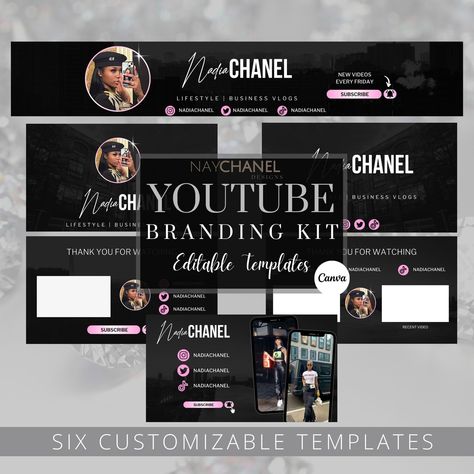 YouTube Branding Kit: Editable Canva Templates for Banner, Intro and Outro. Create a professional look for your YouTube channel with these customizable templates. #youtube #branding . #Youtube_Banner_Ideas_Design #Youtube_Intro_Backgrounds #Youtube_Banner_Ideas #Yt_Banner Youtube Banner Ideas Design, Youtube Banner Ideas, Youtube Intro Video, Youtube Branding Kit, Youtube Quotes, Youtube Branding, Business Aesthetic, Start Youtube Channel, Youtube Ideas