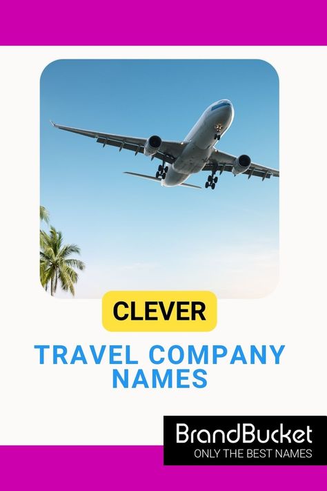 This curated and catchy list of travel company name ideas will give you the inspiration you need to get started with your own travel company. Here you’ll find 50+ catchy brand name ideas for your new business. Check out the name ideas now! travel company logo, travel company branding, travel company logo design, travel company names ideas, travel company names, unique travel company names, names for travel company, tour and travel company name, travel agent company names Travel Company Names, Travel Agency Poster, Travel Company Logo, Logo Design Travel, Company Names Ideas, Brand Name Ideas, Company Name Ideas, Logo Travel, Names Unique