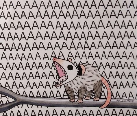 Possum Art, Screaming Drawing, Awesome Possum, Hilarious Photos, Cute Animal Drawings Kawaii, Funny Doodles, Funny Animal Jokes, Cute Doodle Art, Cute Little Drawings