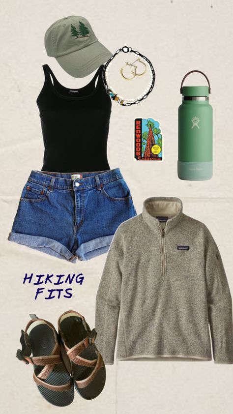 Camping Outfits Aesthetic Summer, Campfire Outfit Summer, Dofe Expedition Aesthetic Outfits, Cute Outfits For Summer Camp, Camp America Outfits, Outfits For Camping, Church Camp Outfits Summer, Granola Girl Camping Outfits, Summer Camp Clothes Aesthetic