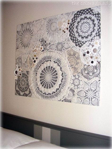 Gather grandma's doilies because here are 15 cool ways to repurpose them Doily Art, Crochet Wall Art, Doilies Crafts, Diy Wand, Lace Doilies, Crochet Art, Vintage Buttons, Crochet Doilies, Diy Wall Art