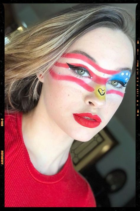 American Flag Makeup, 4th July Makeup, World Cup Outfit, 4th Of July Makeup Looks, Fourth Of July Makeup, Patriotic Makeup, School Dress Up Days, Colorful Makeup Looks, July Makeup