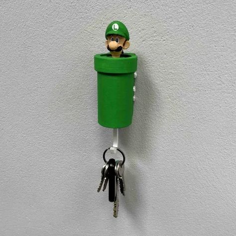 SUPER MARIO PIPE KEY HANGER - LUIGI | 3D models download | Creality Cloud Dry Bones Mario, Super Mario 3d, King Boo, 3d Printer Projects, Key Hanger, Mario And Luigi, Print Models, Key Holder, 3d Printer