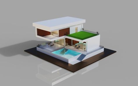 Exterior Of House, Model Illustration, House With Pool, Real Estate Houses, Modern Exterior, Pool Houses, 3d Rendering, Design Modern, Premium Photo