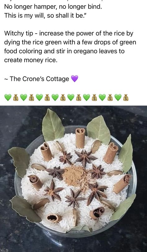 Rice Meaning Witchcraft, Protection Bowl Spell, Money Rice, Money Bowl, Money Spells Magic, Smudging Prayer, Wicca Recipes, Spells Magic, Hoodoo Spells