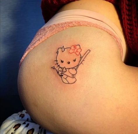 Hello Kitty Tramp Stamp Tattoo, Tramp Stamp Hello Kitty, Tatuajes Hello Kitty, Tatuajes Hello Kitty Tattoos, Hello Kitty Tattoo Design, Tattoo Hello Kitty, Hello Kitty Tattoo Ideas, Tatuaje Hello Kitty, Hello Kitty Tattoo