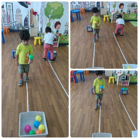 Balancing Ball with Tissue Roll Pre K Gym Activities, What Are Balls Made Of Preschool, Tissue Roll Activity, Ball Study Dramatic Play, Afternoon Activities For Preschoolers, Gross Motor Skills Activities For Preschoolers, Balancing Activities For Preschoolers, Ball Activities For Preschool, Movement Games For Preschoolers