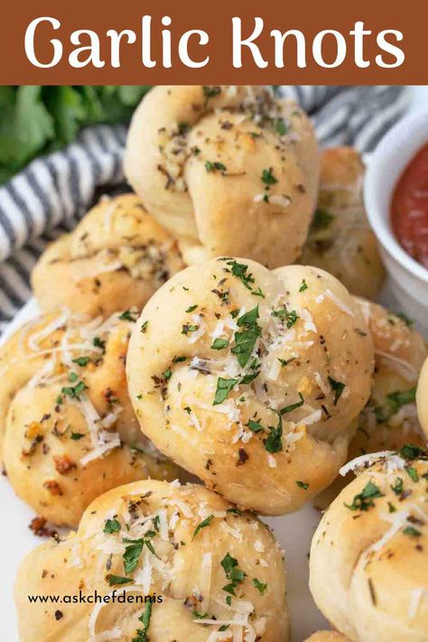 Homemade Garlic Knots | Chef Dennis Garlic Butter Breadsticks, Naan Bread Recipe Easy, Homemade Garlic Knots, Traditional Bread Recipe, Homemade Dough Recipe, Homemade Naan Bread, Garlic Knots Recipe, Garlic Rolls, Restaurant Style Recipes