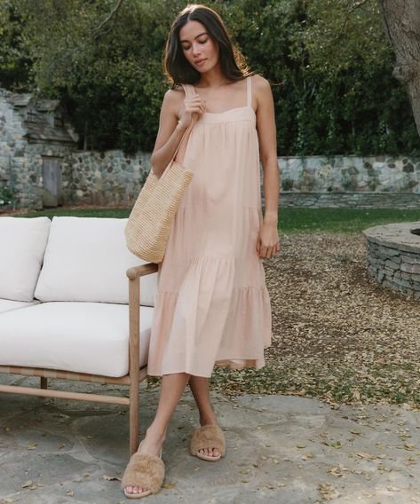 How to Wear Our New Favorite Summer Dress – Jenni Kayne Jenny Core, Jenni Kayne Dress, Black Silk Midi Dress, Prairie Core, Summer Dressing, Bohemian Cottagecore, Jenni Kayne, Silk Midi Dress, Light Spring