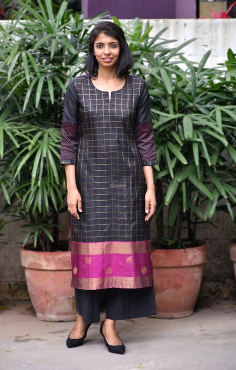 Irresistible Silk Kurtis From Aavaranaa • Keep Me Stylish Saree Kurti Recycle, Pattu Kurti Designs, Salwar Kurti, Plain Kurti Designs, Salwar Design, Silk Kurtis, Ethnic Wears, Keep Me Stylish, Silk Kurti Designs