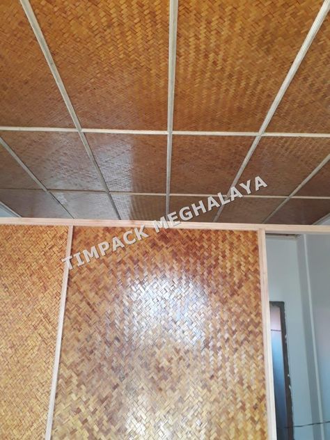 Made From Our Bamboo Mat Board Creative Lamps Diy, Bamboo Roof, Bali Decor, Shoe Store Design, Bamboo Ceiling, Bamboo Mat, Small Cafe Design, Creative Lamps, Ceiling Ideas