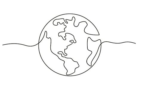 Simple Globe Tattoo, Earth Line Art, World Map Minimalist, World Map Line Art, World Map Graphic, World Outline, Globe Drawing, Continuous Line Tattoo, Map Minimalist