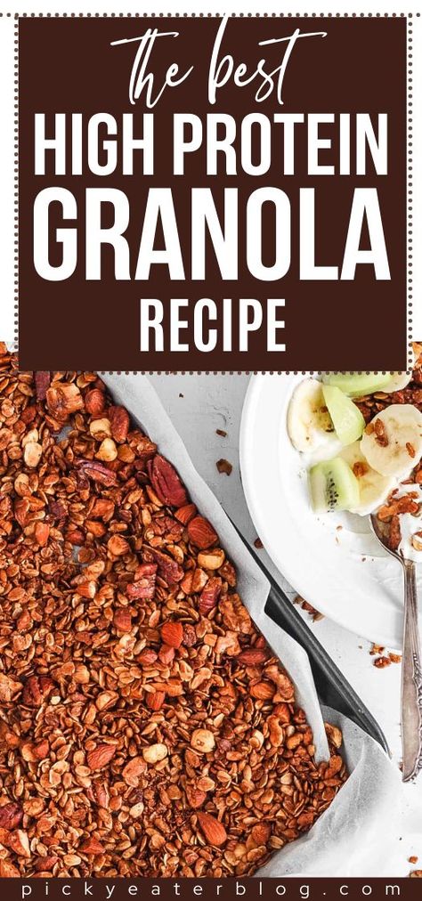 Mediterranean Granola Recipe, Paleo Granola Recipe Homemade, Homemade High Protein Granola, High Protein Muesli Recipe, Macro Friendly Granola, No Grain Granola Recipe, Homemade Granola Healthy Clean Eating, Healthy High Protein Granola, No Sugar Granola Recipe