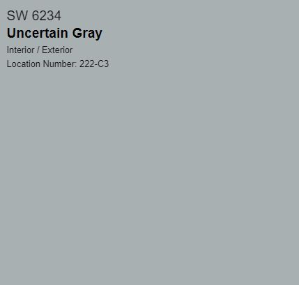 Sw Uncertain Gray, Uncertain Gray Sherwin Williams, Sherwin Williams Uncertain Gray, Uncertain Gray, Blue Paint Color, Orange Room, Zyla Colors, Sherwin Williams Gray, Orange Rooms