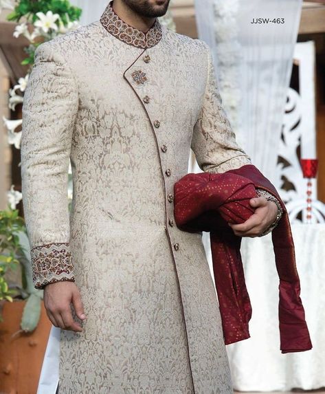 Wedding Dress For Groom, Indian Muslim Wedding, Indian Groom Dress, Junaid Jamshed, Sherwani For Men Wedding, Wedding Kurta For Men, Groom Dress Men, Wedding Outfits For Groom, Indian Groom Wear