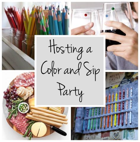 Hosting a Color and Sip Party Color And Sip Party Ideas, Gathering Ideas Parties Friends, Paint And Sip Ideas Parties Girls Night, Paint Party For Adults, Pinterest Party Ideas, Craft Night Ideas Ladies, Craft Night Party, Craft Nights, Girls Night Crafts