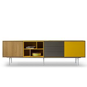 Long Sideboard, System Furniture, Italian Living, Credenza Design, Contemporary Sideboard, Dream Furniture, Wooden Sideboard, Sideboard Designs, Mobile Tv