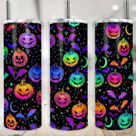 Neon pumpkins are so colorful and bright on this tumbler! 🎃 Find it here! 🔗 https://kaitlynroseco.com/products/neon-pumpkins-halloween-tumbler-20oz-stainless-steel . . #halloween #halloweenlovers #halloweentumblers #halloweenvibes #tumblersofinstagram #tumblers #neonpumpkins #spooky #spookyseason #shopsmall #shoplocal #shophandmade #mamaownedbusiness Neon Halloween, Clear Slides, Jack O'lantern, Halloween Tumbler, Pumpkin Jack, Pumpkin Colors, 3 Pm, Tumbler Gift, Halloween Bats