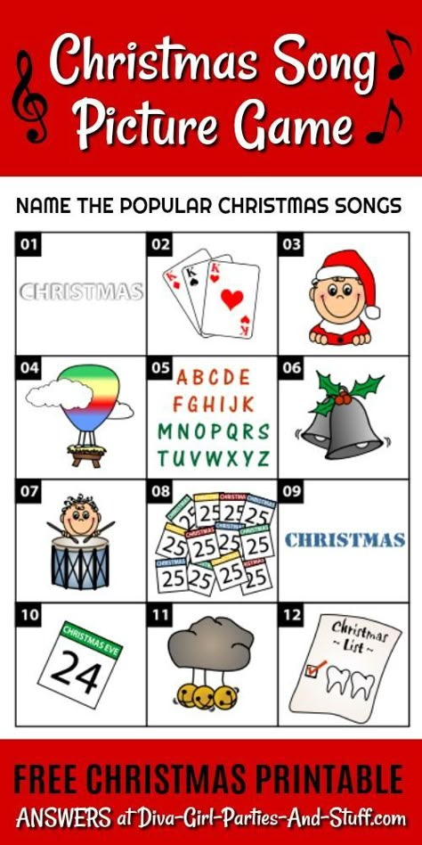 Free printable Christmas song picture game - Name the 12 popular Christmas songs from their image hints. Christmas Picture Quiz, Christmas Song Games, Make A Rocket, Song Picture, Backyard Party Games, Popular Christmas Songs, Christmas Quiz, Printable Christmas Games, Christmas Trivia