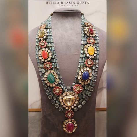 Polki Locket, Maharani Necklace, Navratan Jewellery, Navratan Necklace, Jewellery Beads, Indian Choker, Indian Choker Necklace, Manish Malhotra, Polki Jewellery